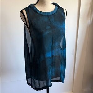 LACAUSA Sheer Teal Blue Sleeveless Tank